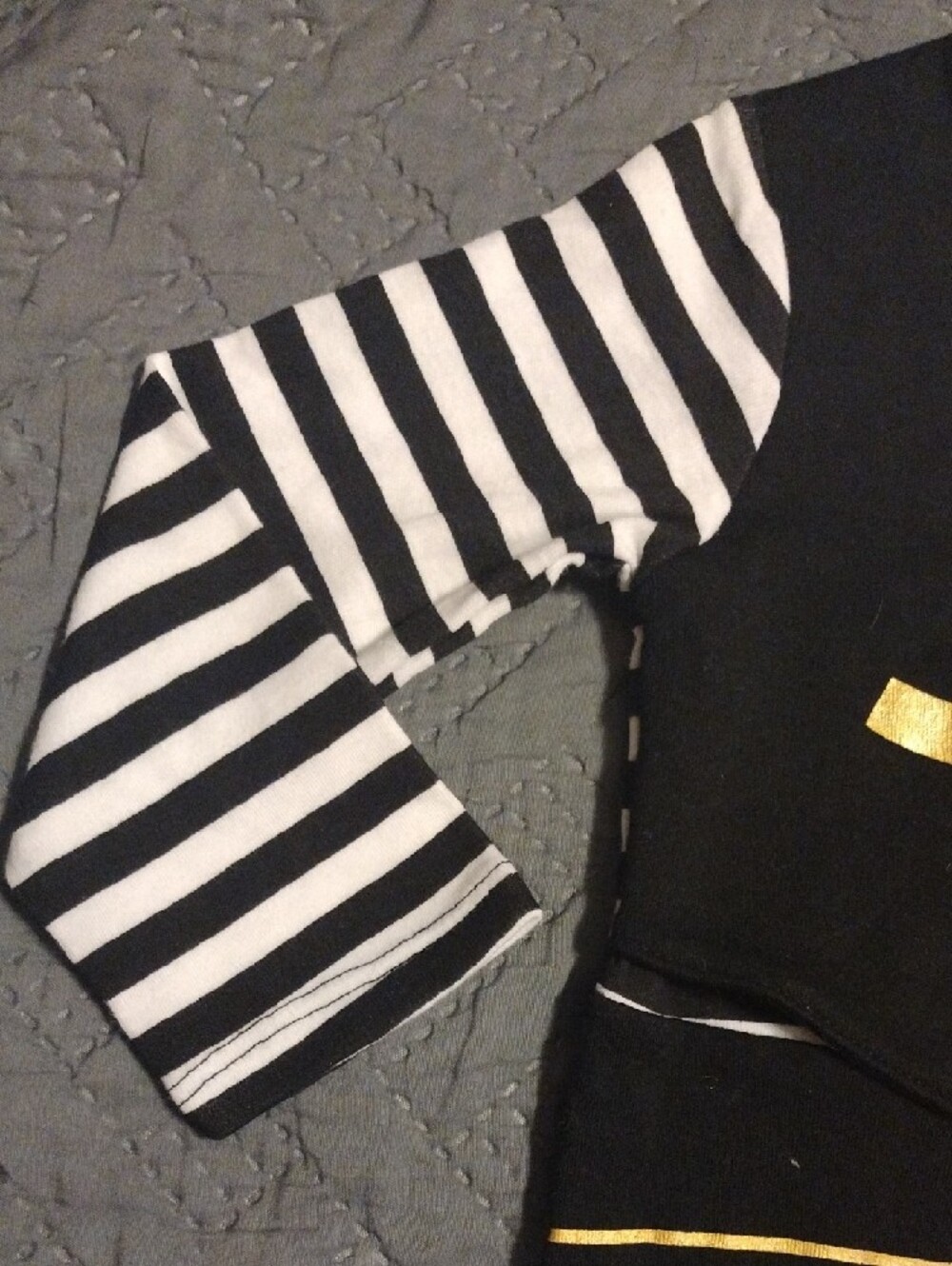 Baby Pirate One-Piece with Striped Sleeves and Gold Accents - Picture 4 of 9